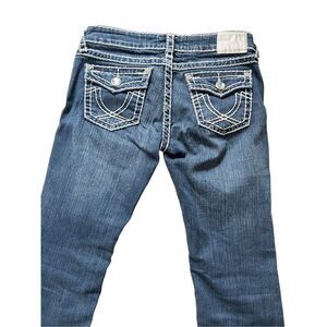 L.A. Idol Rhinestone Flap Pocket Capri Jeans Thick Stitch Size 7 made in USA